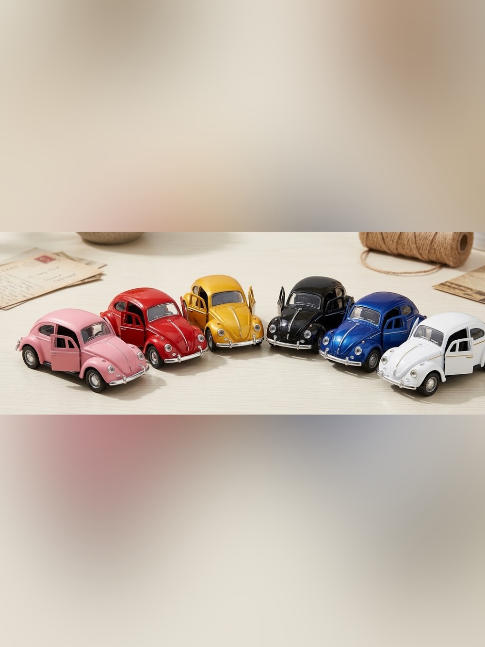 Unopened Lot of 6 Vintage VW Volkswagen Beetle Bug Diecast Model Cars